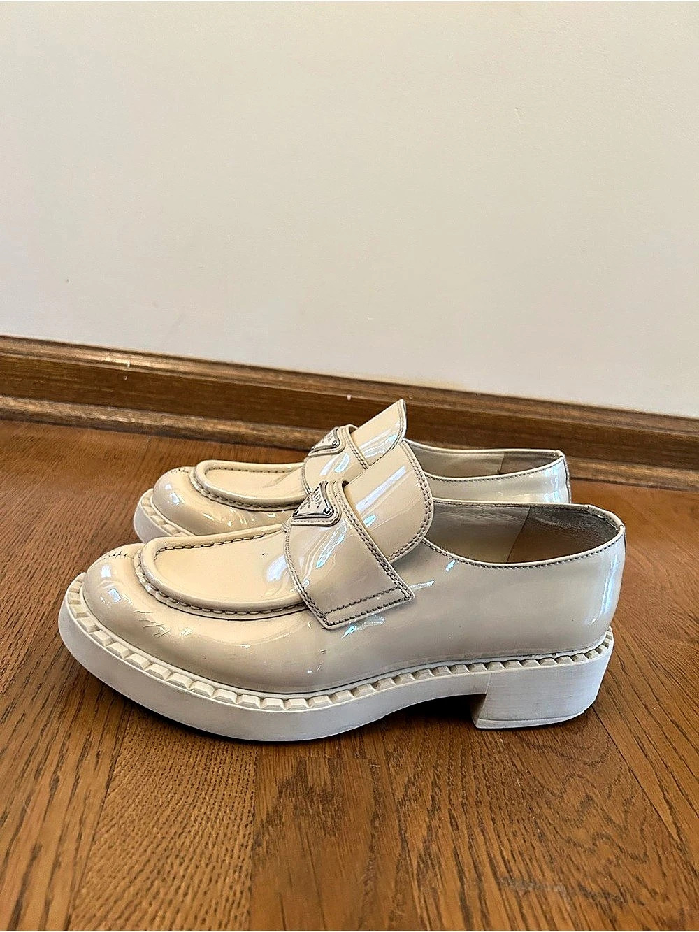Prada Patent Leather Triangle Loafers